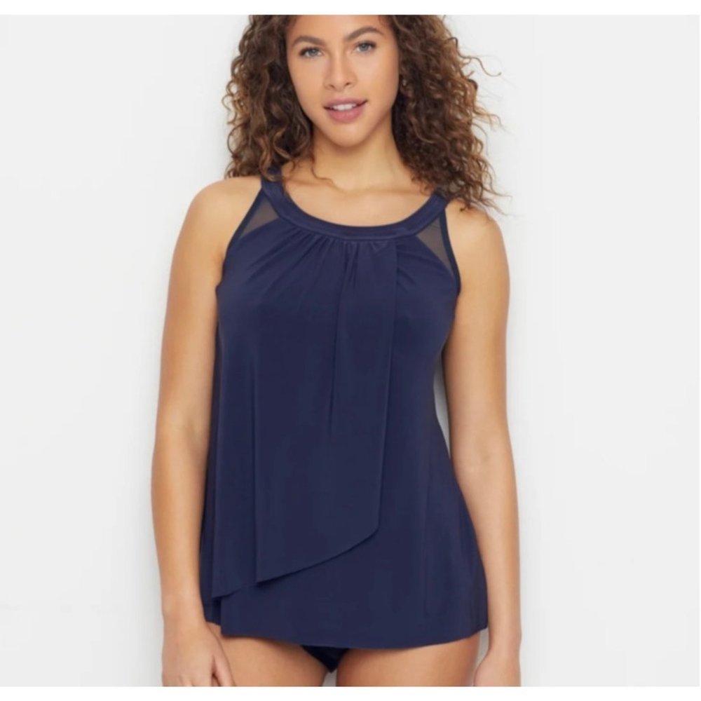 Miraclesuit Ursula Illusionist Navy Blue Tankini Swim Top